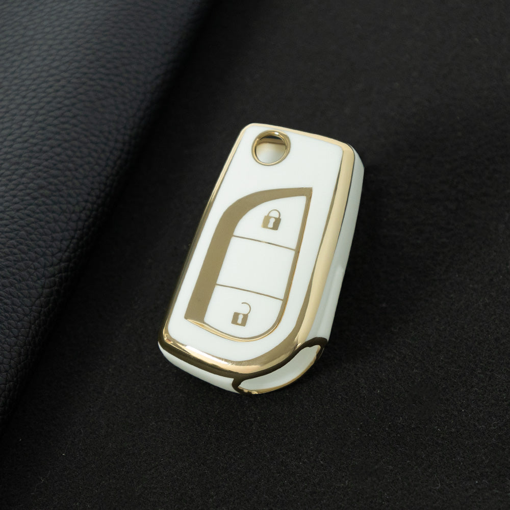 TOA2T1 White-Gold Plating Car Key Cover TPU Soft Cover Key Cases Suitable for toyota Carola Highlander New Reith RAV4 Car Key Cover