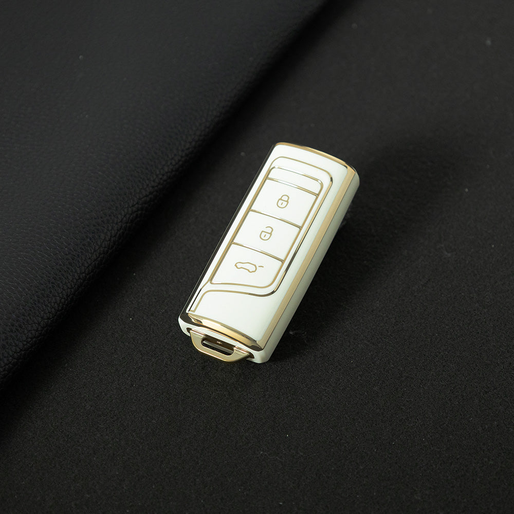TRG1T1 White-Gold Plating TPU Car Key Cover for Trumpchi GS3 GS4 GA3 GA4 GA8