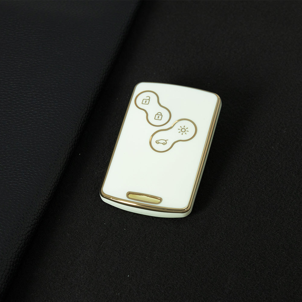 REF1T1 White-Gold Plating TPU Car Key Case Cover Shell for Renault Kaptur Captur Logan Laguna Zoe Koleos Danilo Nema Fluence Megane 2 3 Clio Scenic Duster