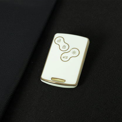 REF1T1 White-Gold Plating TPU Car Key Case Cover Shell for Renault Kaptur Captur Logan Laguna Zoe Koleos Danilo Nema Fluence Megane 2 3 Clio Scenic Duster