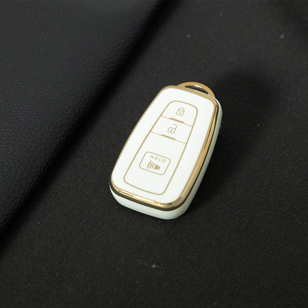 TOB3T1 White-Gold Plating Key case for Toyota Key Shells Noah 80/Voxy 80/Harrier 60/Esquaire/New Sienta Car Key Case TPU Protect Cover Carkey Shells