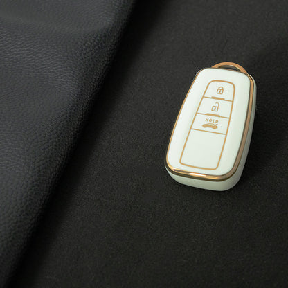 TOB1T1 White-Gold Plating Car Key Cover For Toyota Rav4 Corolla CHR Verso Hilux Chaveiro Keyless Bag Car Accessories Key Cover TPU