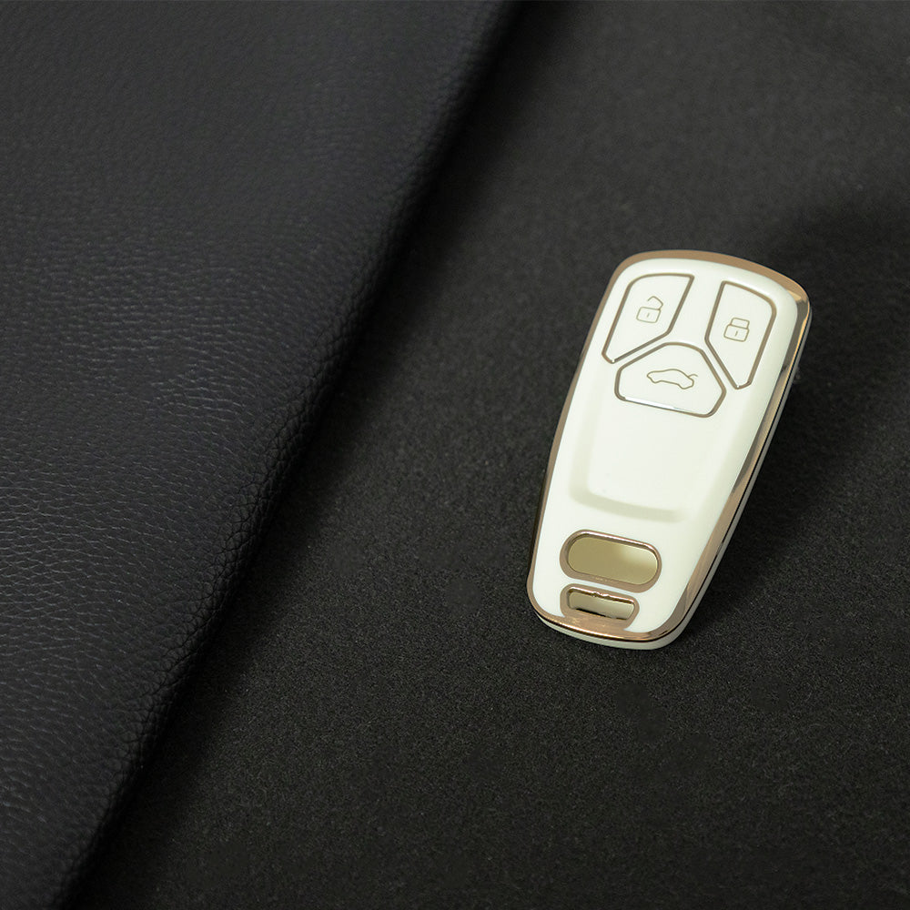 AUA1T1 White-Gold Plating Car Key Cover For Audi A6 A5 Q7 S4 S5 A4 B9 Q7 A4L 4M 8W Q5 TT TTS RS 8S Coupe 2016 2017 2018 Accessories Fashion TPU Car Key Case Cover