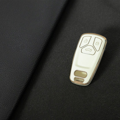 AUA1T1 White-Gold Plating Car Key Cover For Audi A6 A5 Q7 S4 S5 A4 B9 Q7 A4L 4M 8W Q5 TT TTS RS 8S Coupe 2016 2017 2018 Accessories Fashion TPU Car Key Case Cover