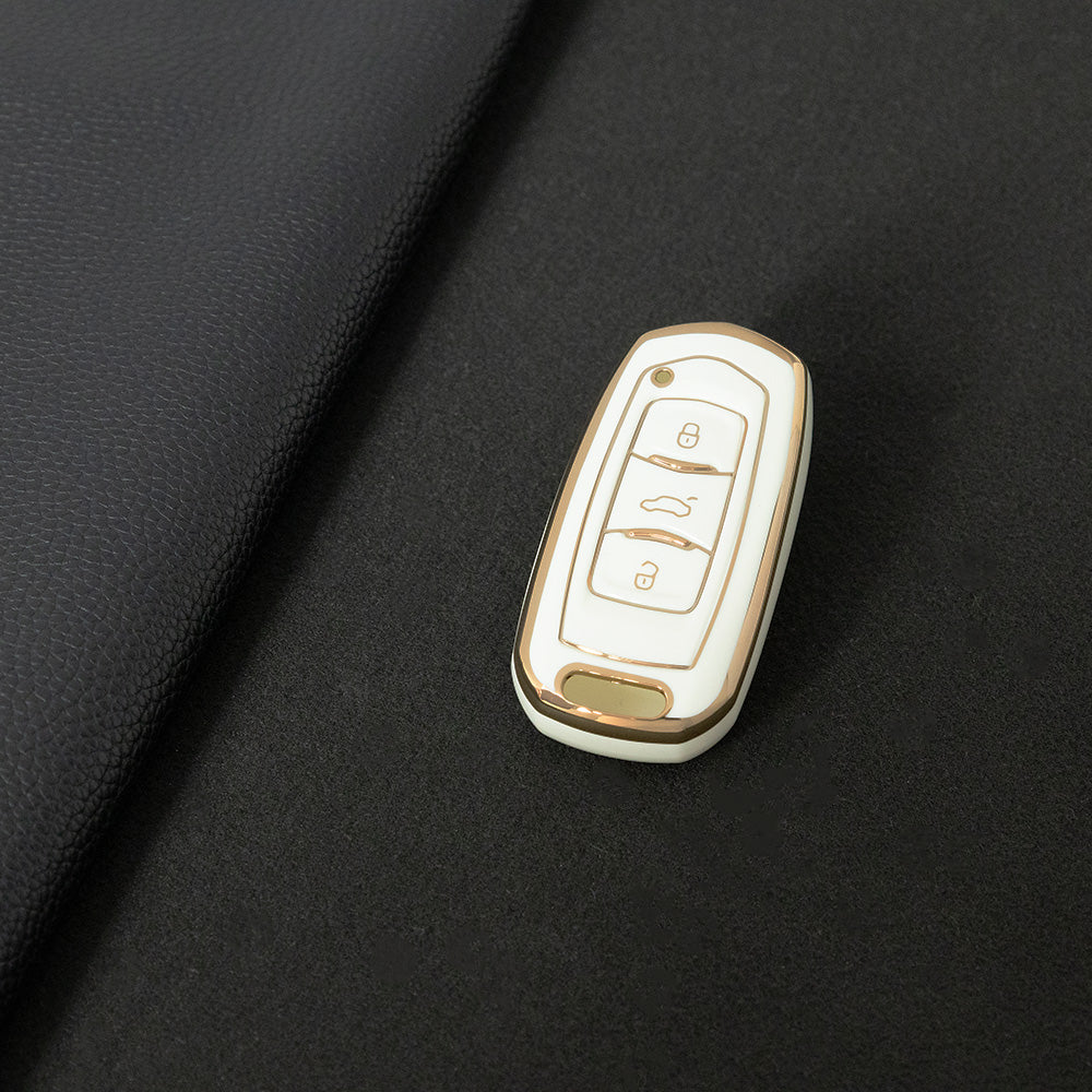 GEA1T1 White-Gold Plating Car Key Cover For Geely Auto GL New Emgrand GS Car Key Pack S1 Boyue X3 Yuanjing X6 Borui Binrui Buckle Shell keychain