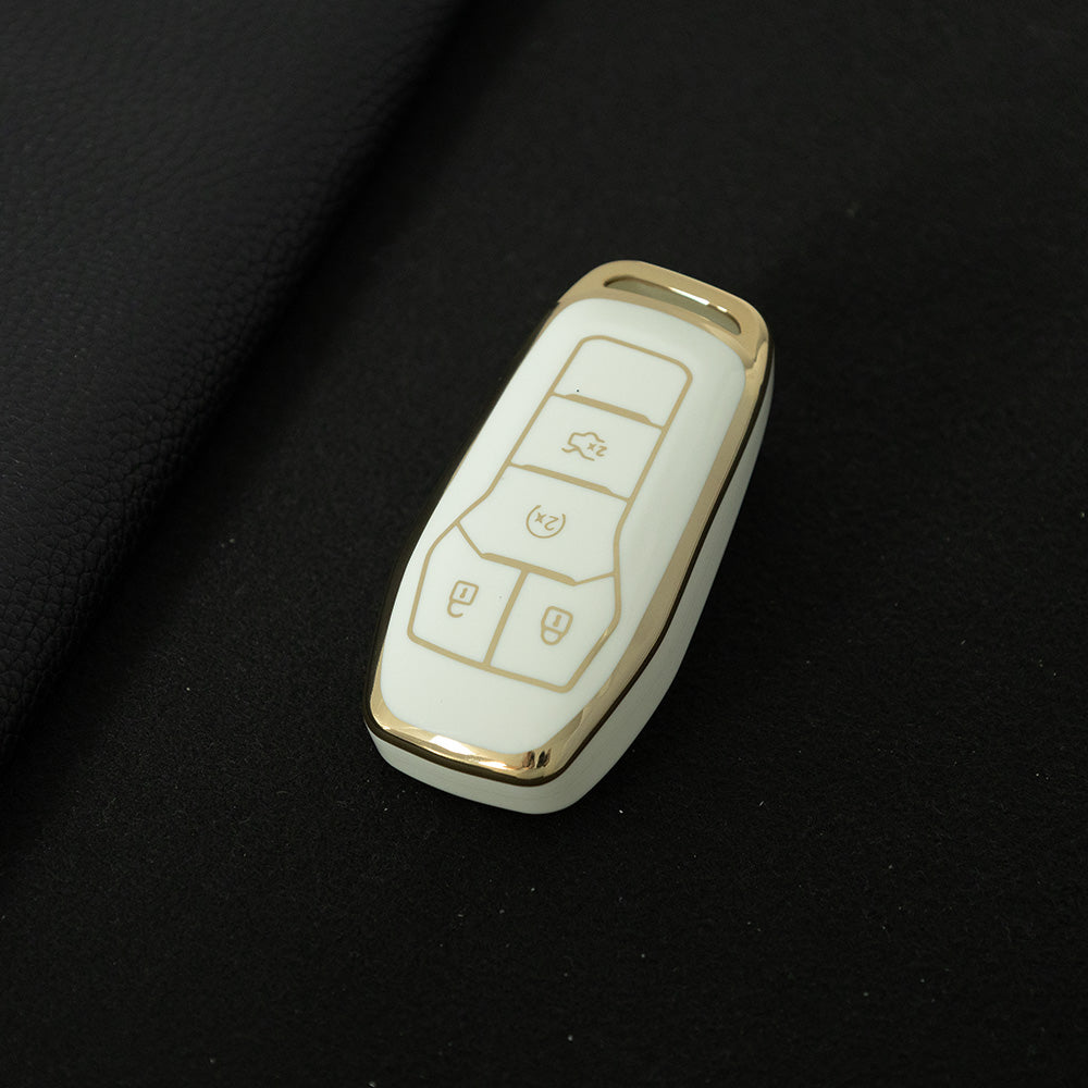 FOC1T1 White-Gold Plating Tpu Car Key Case for Ford Mustang lincoln MKZ MKC MKX EXPLORER Taurus