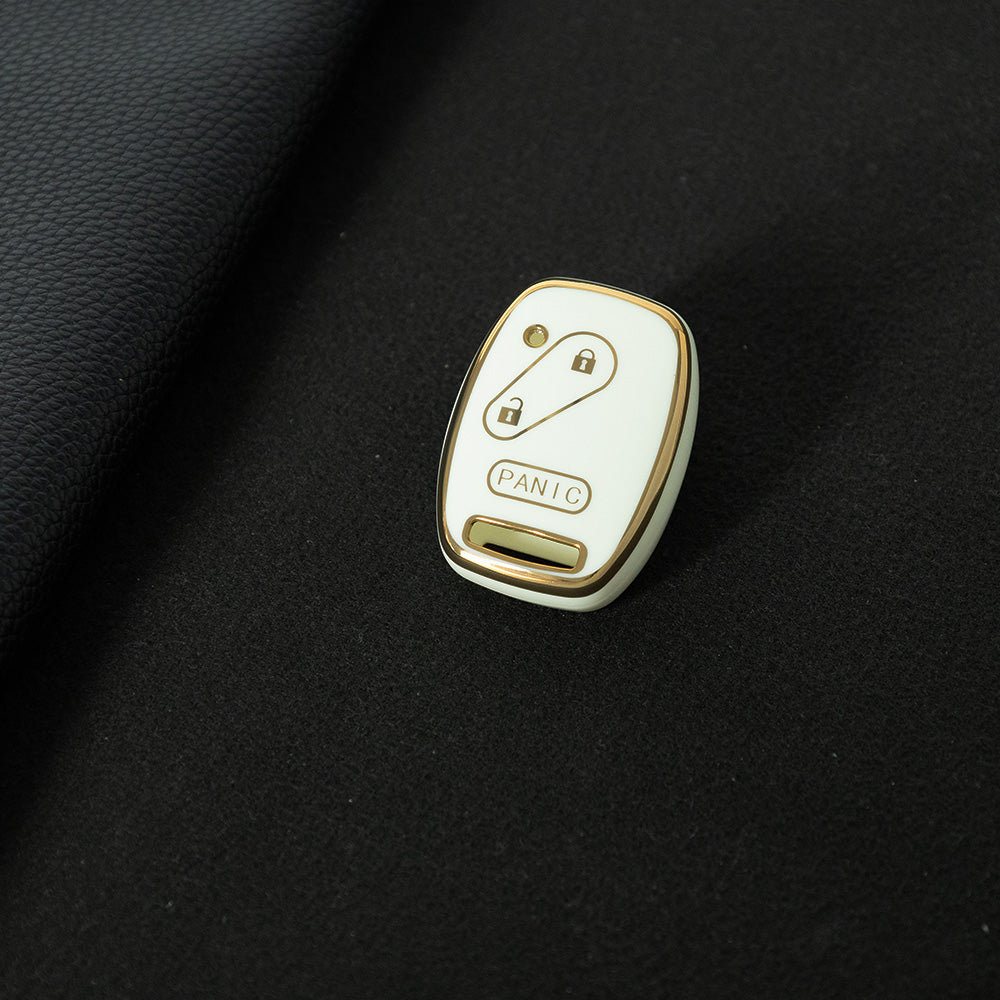 HON3T1 White-Gold Plating Soft TPU Scratch Resistant Car Key Protector Case for Accord Civic CR-V Pilot Insight Ridgeline (2010-2011)