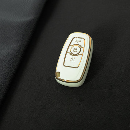 GRB1T1 White-Gold Plating Car Key Cover Premium Soft TPU Car Key Case Cover Shell for HAVAL H6 M6 DARGO C50 H1 H2 GW Key Rings Keychain Bag Accessories