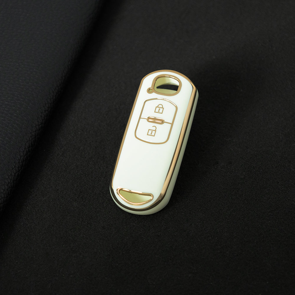 MAB2T1 White-Gold Plating TPU Car Key Case Fashion Key Fob Cover Protector for Mazda 2 3 5 6 BL BM GJ Atenza/Axela/Demio CX-3 CX3 CX-5 CX5 CX7 CX-9 CX8