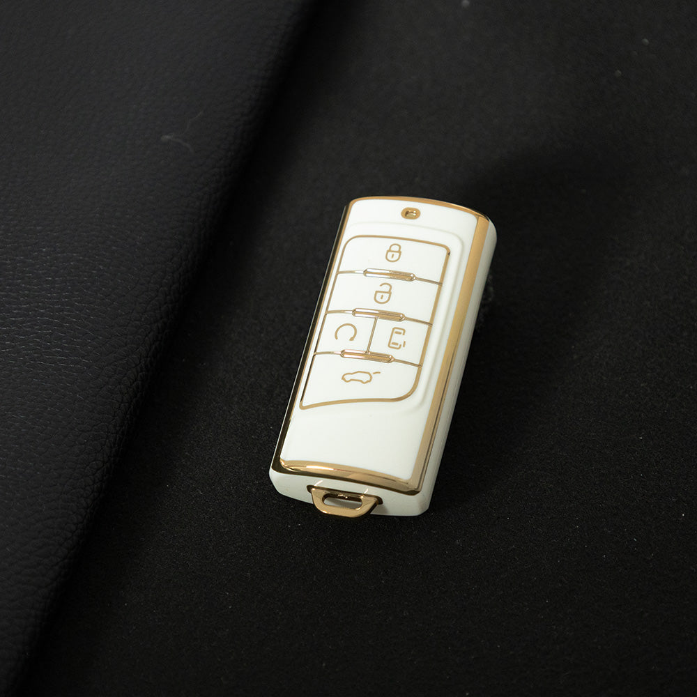 TRA1T1 White-Gold Plating New Soft TPU Car Remote Key Case Cover Holder for GAC Trumpchi GS4 GM8 GA3 GA6 SGS7 GA4 GS5 GS3 Legend GS8 Auto Accessories