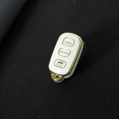 TOM3T1 White-Gold Plating TPU Car Key Case Cover for Toyota Camry Sequoia Levin Harrier