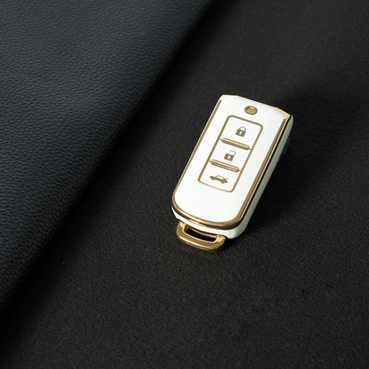 MIA1T1 White-Gold Plating TPU Car Remote Key Case Cover Shell for Mitsubishi Outlander ASX Pajero LANCER Sport Eclipse 3 Buttons Smart Keyless Fob
