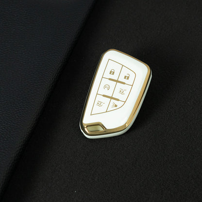 CAB2T1 White-Gold Plating TPU Car Key Case for Cadillac ATS-L XTS XT4 XT5 XT6 CTS CT6 ATS 28T SRX Escalade