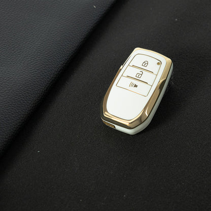 TOC5T1 White-Gold Plating TPU Car Key Case Cover For Toyota Yaris Rav4 Corola CHR Camry