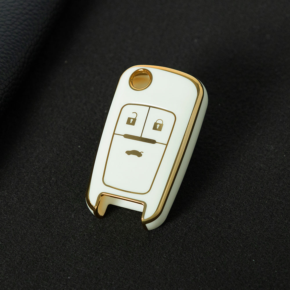 CED1T1 White-Gold Plating Car Key Cover 3 Button Soft TPU Car Key Case For Buick/Opel For Chevrolet Cruze Epica Lova Camaro Impala Aveo Malibu Sail Orlando