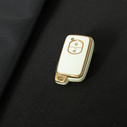 TOG2T1 White-Gold Plating Car Key Cover Soft TPU Car Key Case Cover for Toyota Camry Highlander Crown Prado Land Cruiser Vitz Prius Corolla Accessories