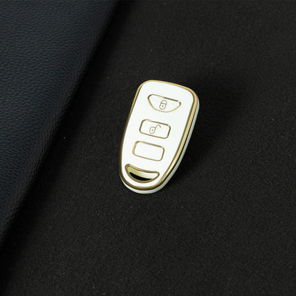 HYJ1T1 White-Gold Plating TPU Car Key Case Cover Shell for KIA for Hyundai Tucson SONATA Santa Fe Rohens Coupe Cerat