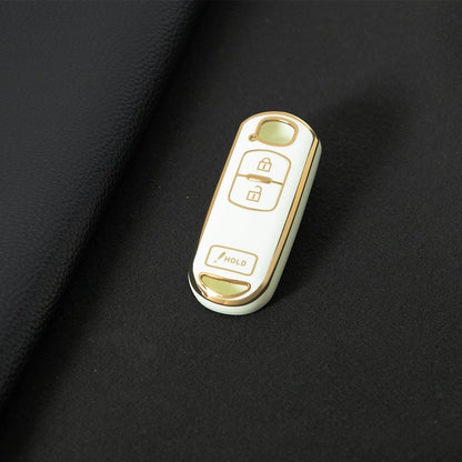 MAB4T1 White-Gold Plating TPU Car Key Cover Quality Smart Key Fob Cover for Mazda 3 5 6 CX-5 CX-7 CX-9 MX-5 RX-8Atenza Demio Miata
