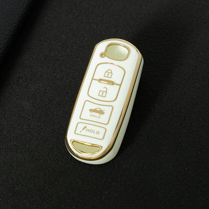 MAB3T1 White-Gold Plating Advanced Soft TPU Remote Smart Car Key Fob Cover for Mazda 3 Mazda 6 CX-3 CX-5 CX-7 CX-9 MX-5 Car Key Accessories