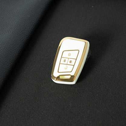 VOD3T1 White-Gold Plating TPU Car Key Case for VW Golf Tiguan Passat Lavida Jetta Bora Beetle Magotan Sagitar Santana Sharan