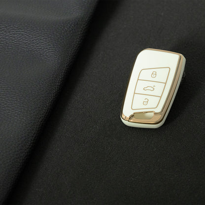 VOD1T1 White-Gold Plating Car Key Cover For VW Polo Lavda Jetta Beetle Passat B5 B6 B7 Bora Santana Tiguan Car Key Cover