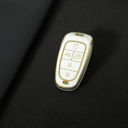 HYE3T1 White-Gold Plating TPU Car Key Case for Hyundai Fifth Generation Tucson Good Quality Multicolor Auto Accessories