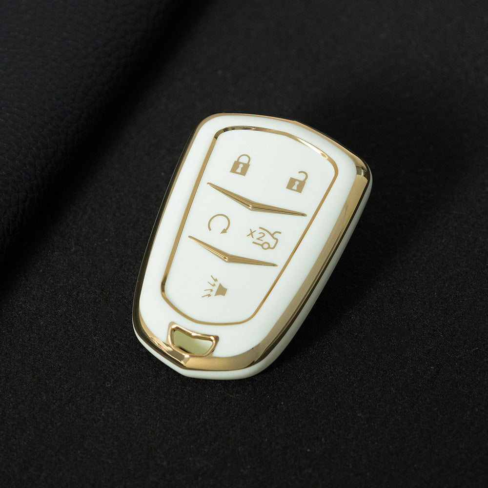 CAA2T1 White-Gold Plating Car Key Cover Suitable for Cadillac Keycase Xt5 Xt4 Xt6 Ct5 Ct6 Ct4 Xts Shell Atsl Car Key Bag keychain