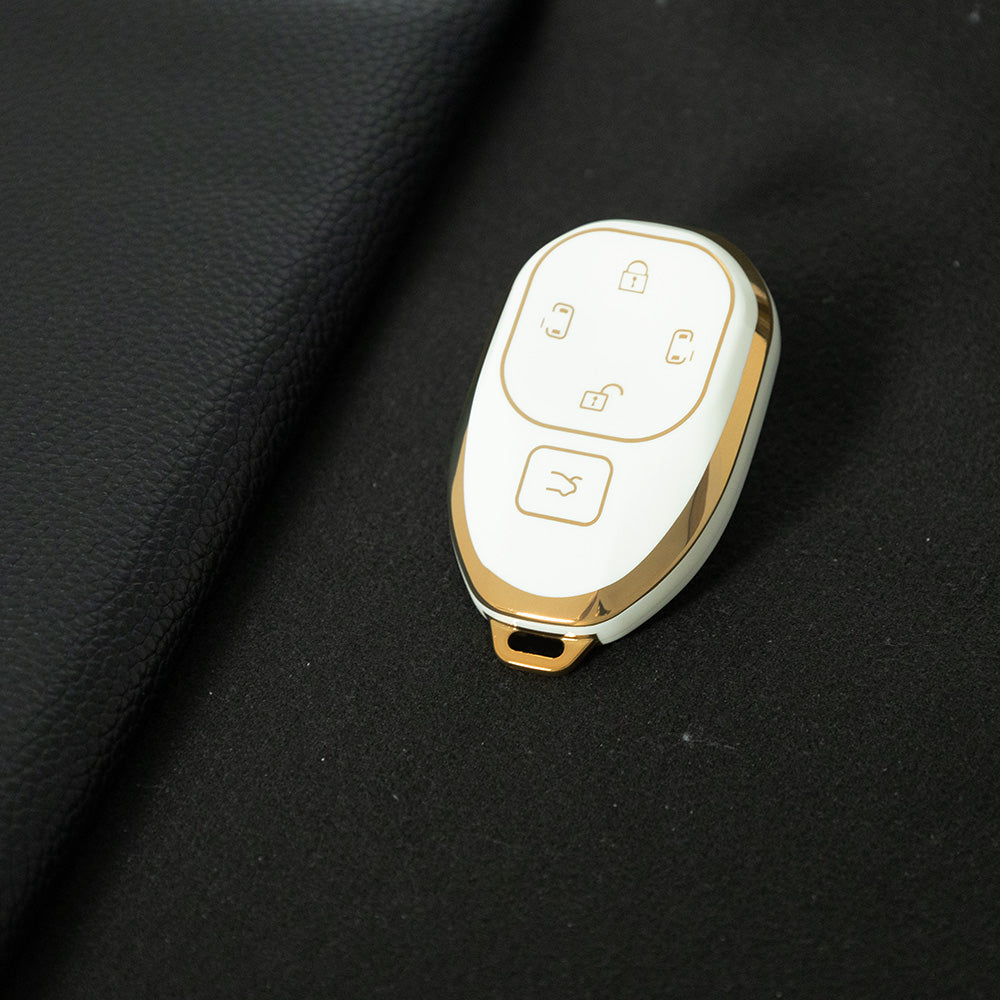 TRF1T1 White-Gold Plating TPU Car Key Cover for GAC New Energy Trumpchi Aion S V Y LX GS7 GS8 GM8 GS5 GA6 GM6