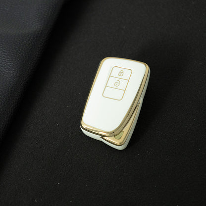 LEA2T1 White-Gold Plating TPU Car Key Case Cover for LEXUS ES200 RX200T IS CT GS NX200 RX300 LX