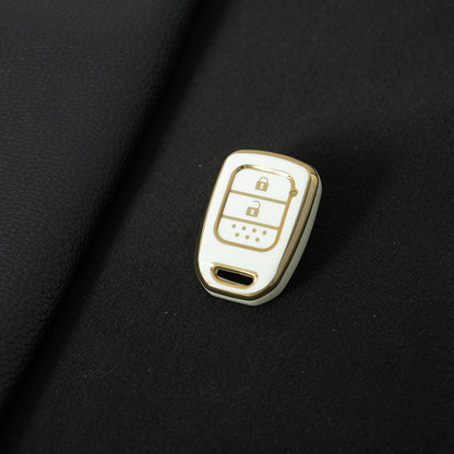 HOM1T1 White-Gold Plating 2 Button TPU Car Key Case Cover for Honda Accord 2016 2017 Civic 2016 2017 2018 2019