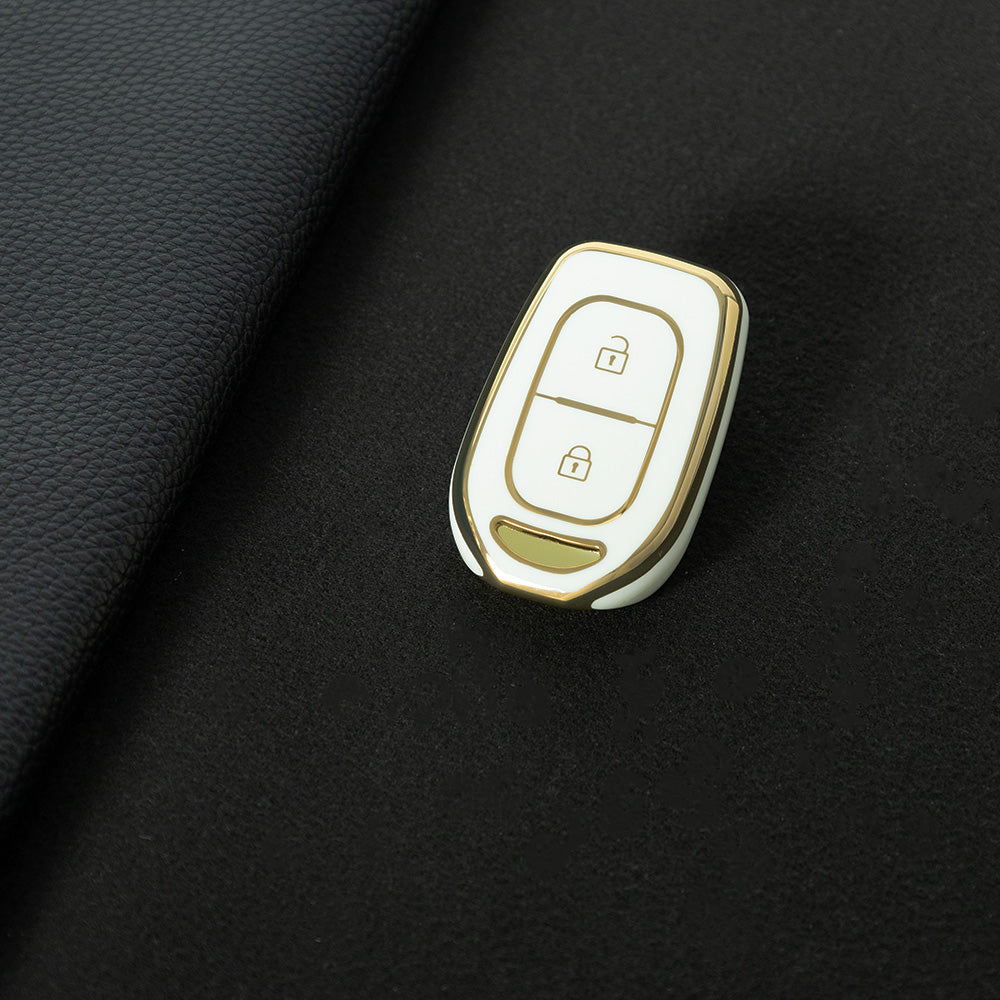 REC2T1 White-Gold Plating Car Key Cover TPU 2 Buttons Remote Key Case Cover Shell for Renault Duster Sandero Logan Clio Captur Laguna