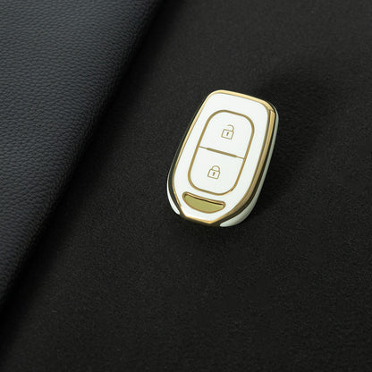 REC2T1 White-Gold Plating Car Key Cover TPU 2 Buttons Remote Key Case Cover Shell for Renault Duster Sandero Logan Clio Captur Laguna