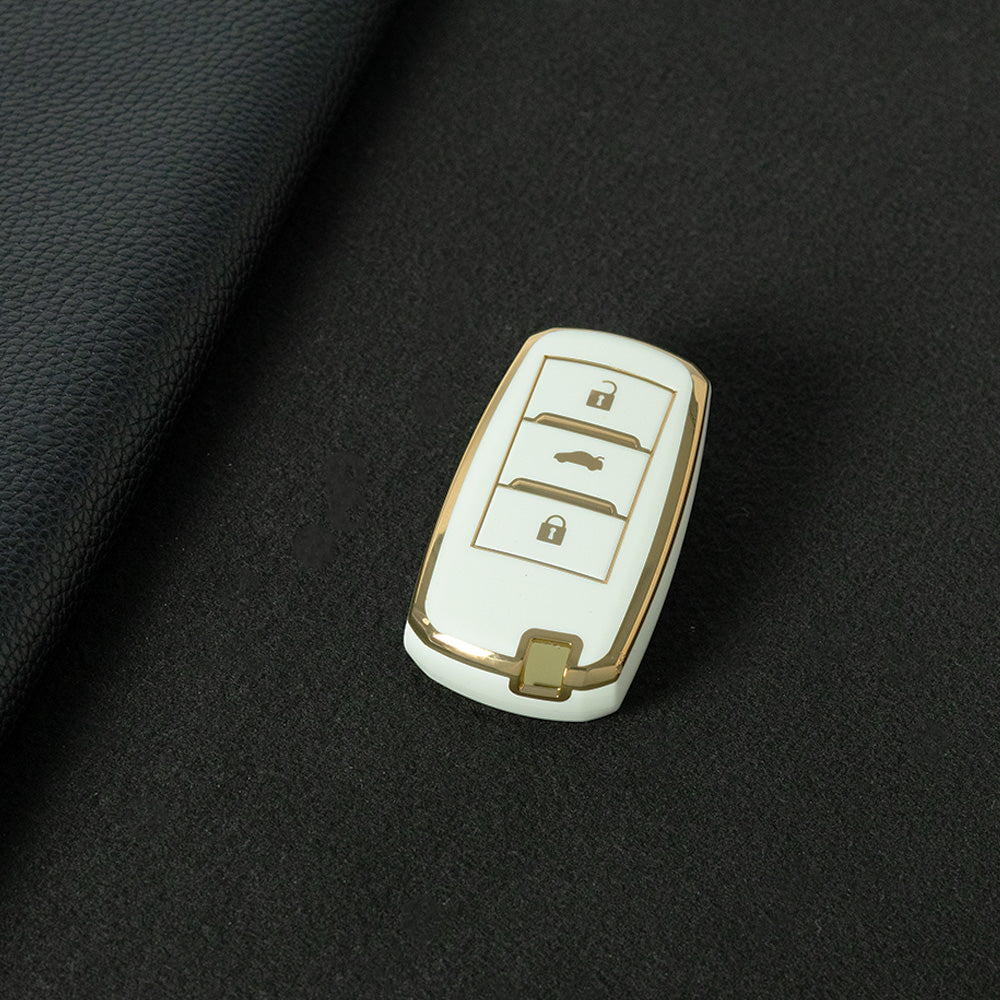CHA1T1 White-Gold Plating Car Key Cover Premium Soft TPU Car Key Case Cover Shell for CHANGAN CS15 CS35 CS55 CS75 RAETON CC EADO LUMIN Key Rings Keychain Bag