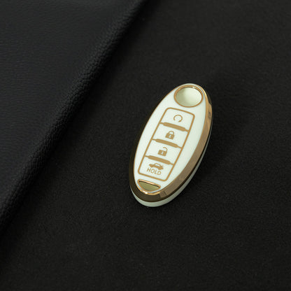 NIB4T1 White-Gold Plating Car Key Cover for Nissan Note Qashqai Pathfinder Rogue Versa Murano Infiniti Q50 Accessories Car Key