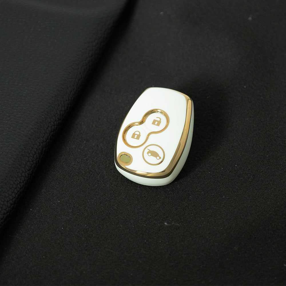 RED1T1 White-Gold Plating TPU Car Key Case Cover for Renault Koleos Kadjar Trafic Logan Dacia Modus