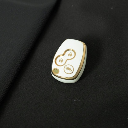 RED1T1 White-Gold Plating TPU Car Key Case Cover for Renault Koleos Kadjar Trafic Logan Dacia Modus