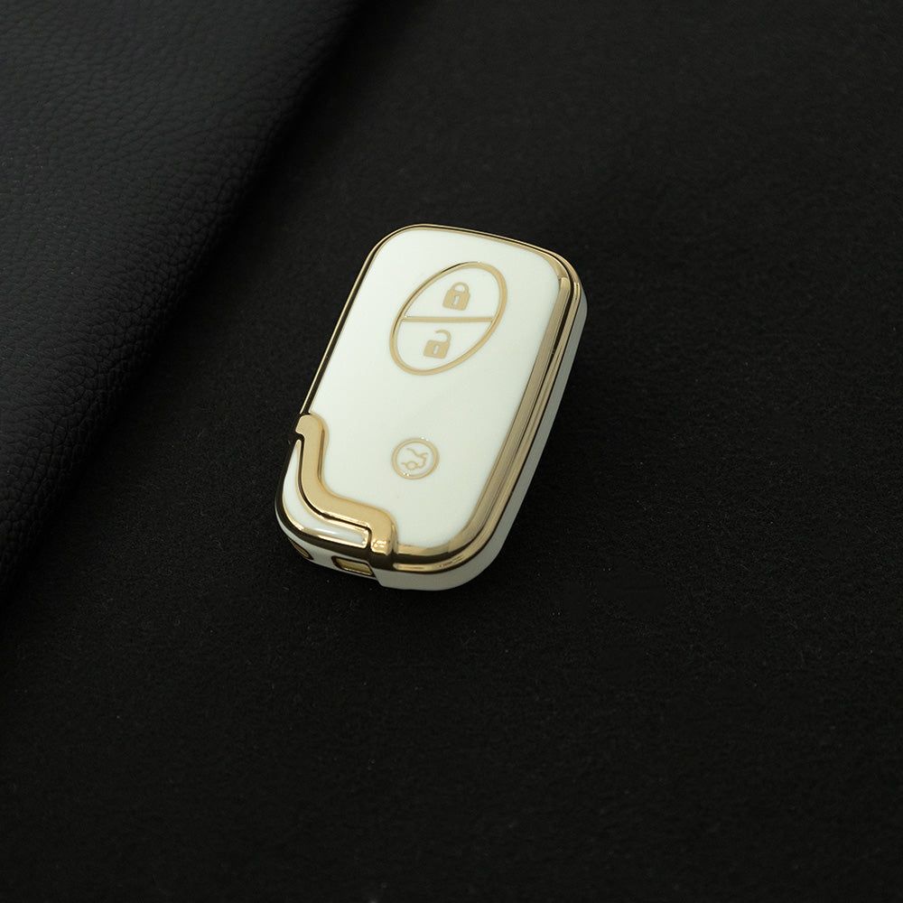 LEC1T1 White-Gold Plating Hotsale Soft TPU Car Key Case Cover for Lexus ES/RX/GX/RX/IS200t CT200h SRT Demon 3 Buttons Smart Key Cover