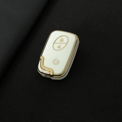LEC1T1 White-Gold Plating Hotsale Soft TPU Car Key Case Cover for Lexus ES/RX/GX/RX/IS200t CT200h SRT Demon 3 Buttons Smart Key Cover