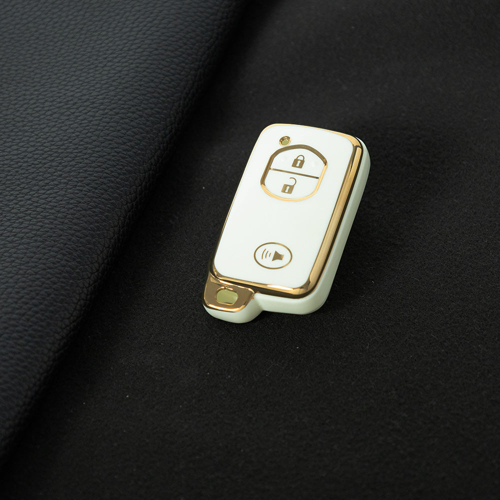 TOG3T1 White-Gold Plating Soft TPU Car Key Case Cover for Toyota Camry Highlander Crown Prado Land Cruiser Vitz Prius Corolla Accessories