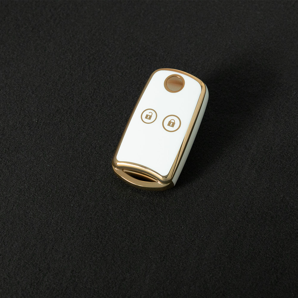 HOE2T1 White-Gold Plating TPU Car Key Case Cover for Honda for Acura TL TSX ZDX RSX 2 Button