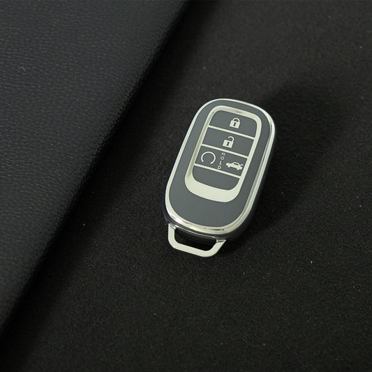 HOB1T1 Space Gray-Silver Plating Car Key Cover For Honda Civic Accord HR-V CR-V CRV 2021 2022 2023 5Buttons Auto Shell Fob Holder TPU Car Key Case Cover Keychain Accessories