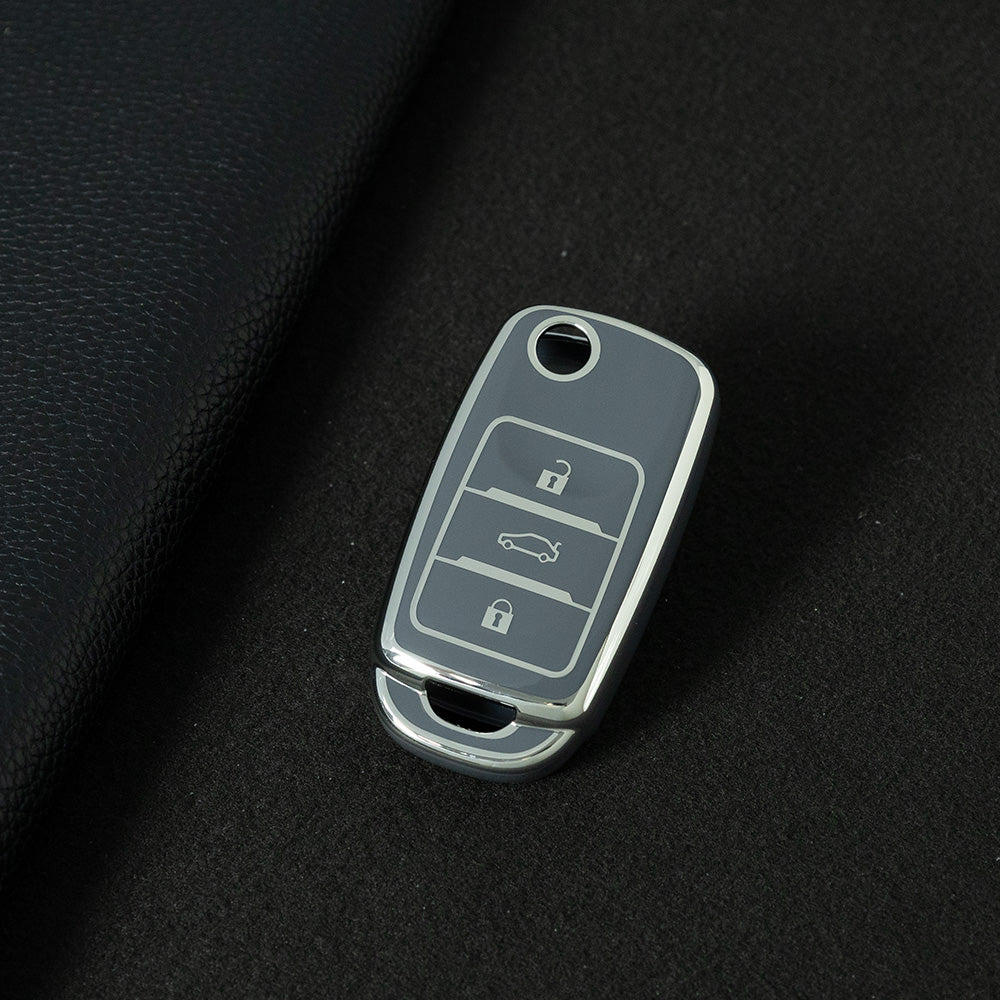 CHB1T1 Space Gray-Silver Plating Car Key Cover For Premium Soft TPU Car Key Case Cover  CHANGAN Benben E-Star CS15 CS35 CS55 EADO LUMIN Key Rings Keychain Bag