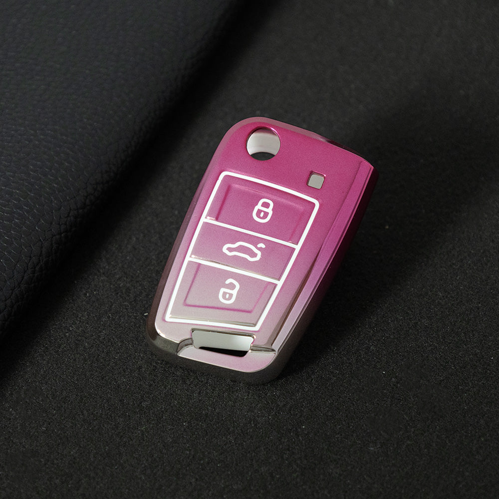 VOA1T1 Gradient Pink Car Key Cover For Volkswagen Golf 3 buttons