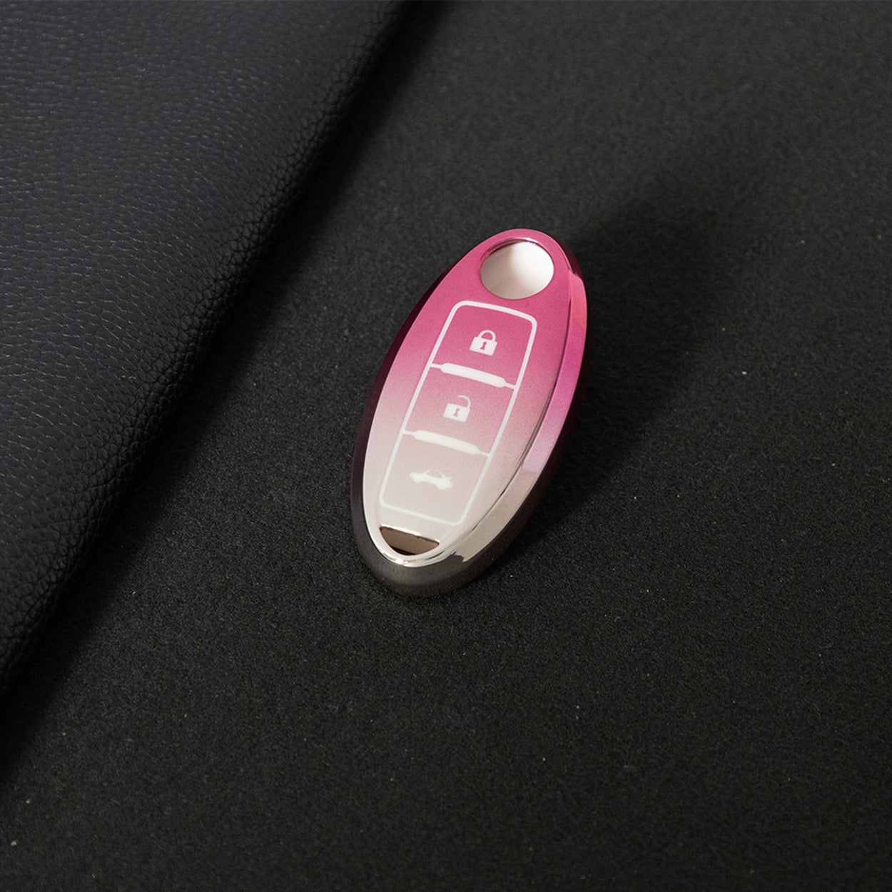 NIB3T1 Gradient Pink Car Key Cover High Quality Soft TPU 3-Button Popular Key Case Cover Shell for Nissan Patrol Tiida Qashqai X-Trail Juke Navara Car Accessory