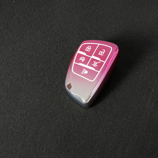 CEV3T1 Gradient Pink Car Key Cover Tpu Car Key Case Fob Cover Shell for Chevrolet Tahoe Suburban for GMC Yukon for Buick ENVISION S Plus Avenir 2020 2021 2022 2023