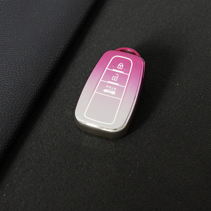 TOB1T1 Gradient Pink Car Key Cover For Toyota Rav4 Corolla CHR Verso Hilux Chaveiro Keyless Bag Car Accessories Key Cover TPU