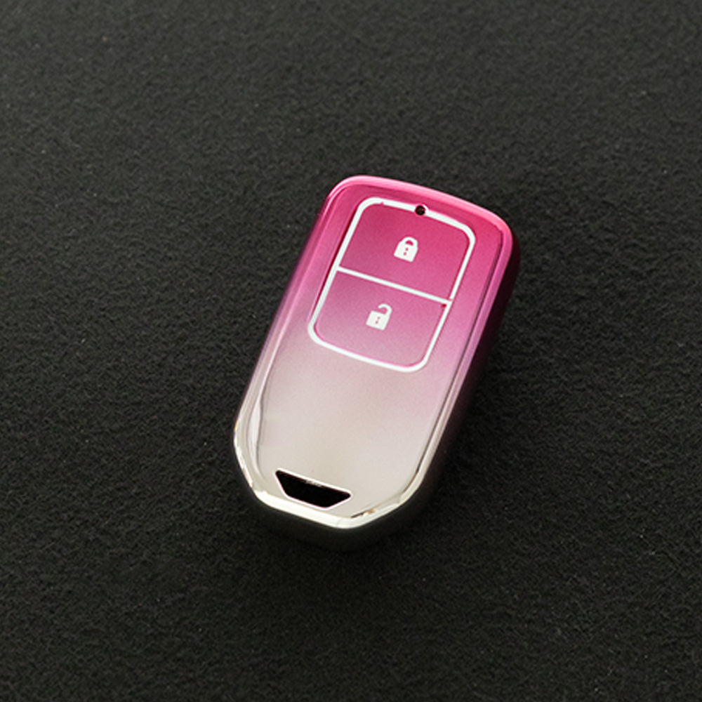 HOA2T1 Gradient Pink Car Key Cover 2/3/4/5-Button Full-Coverage TPU Key Cover for Honda CR-V/Accord/Civic/Fit/Jade/Odyssey - Anti-Scratch Protective Case