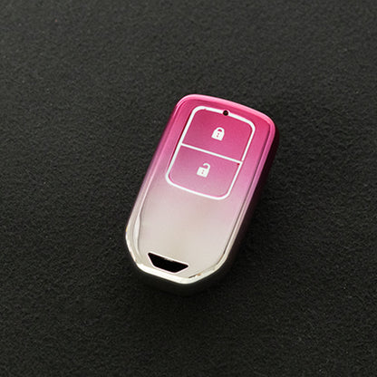 HOA2T1 Gradient Pink Car Key Cover 2/3/4/5-Button Full-Coverage TPU Key Cover for Honda CR-V/Accord/Civic/Fit/Jade/Odyssey - Anti-Scratch Protective Case
