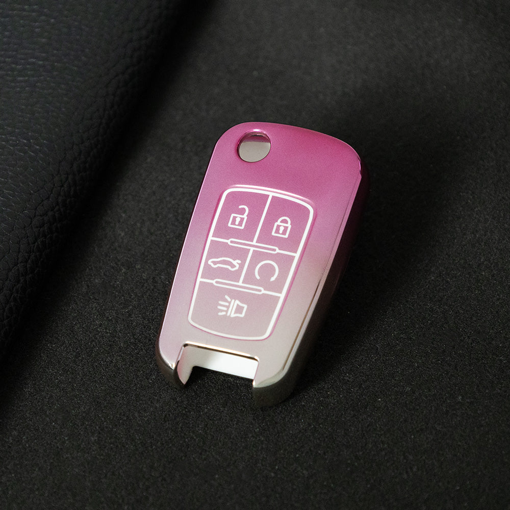 CED5T1 Gradient Pink 5-Button TPU Key Cover for Chevrolet Cruze Camaro Buick Regal Excelle, Protective Key Case