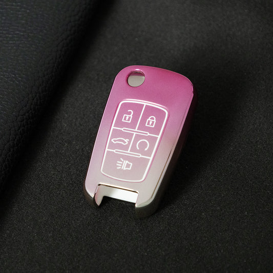 CED5T1 Gradient Pink 5-Button TPU Key Cover for Chevrolet Cruze Camaro Buick Regal Excelle, Protective Key Case